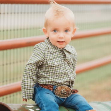 Boys Sunrise Cowboy L/S Pearl Snap Onesie or Shirt by Shea Baby main image 1