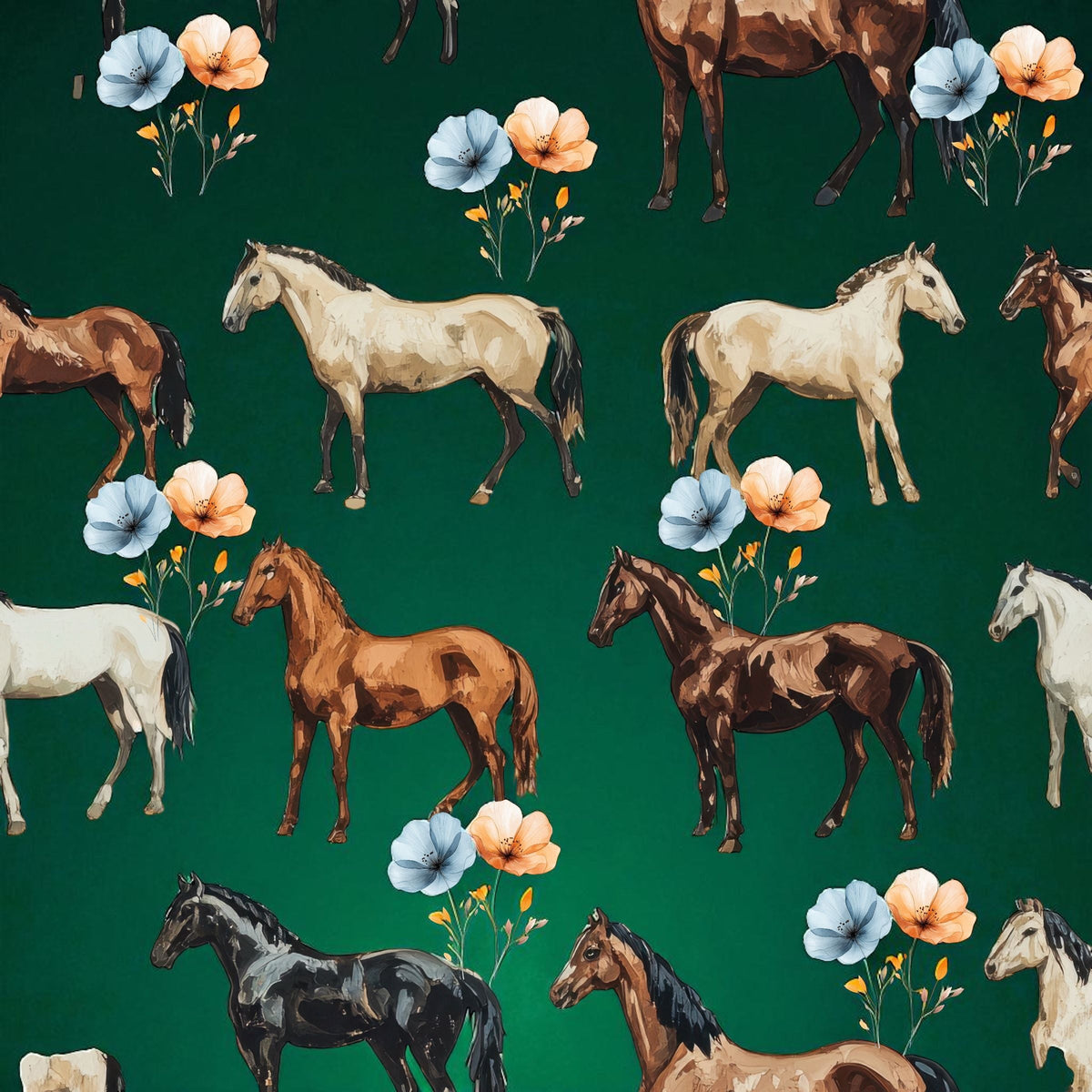 Green Floral Horse Collection