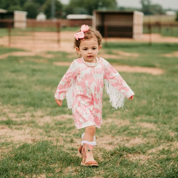 Grazing Horse Long Sleeve Fringe Dress Baby (0-18M) 12-18M Grazing Horse Long Sleeve Fringe Dress Baby (0-18M) 12-18M