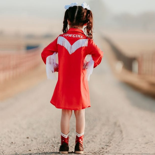 Red Cowgirl Vintage LS Dress (6-7) 7