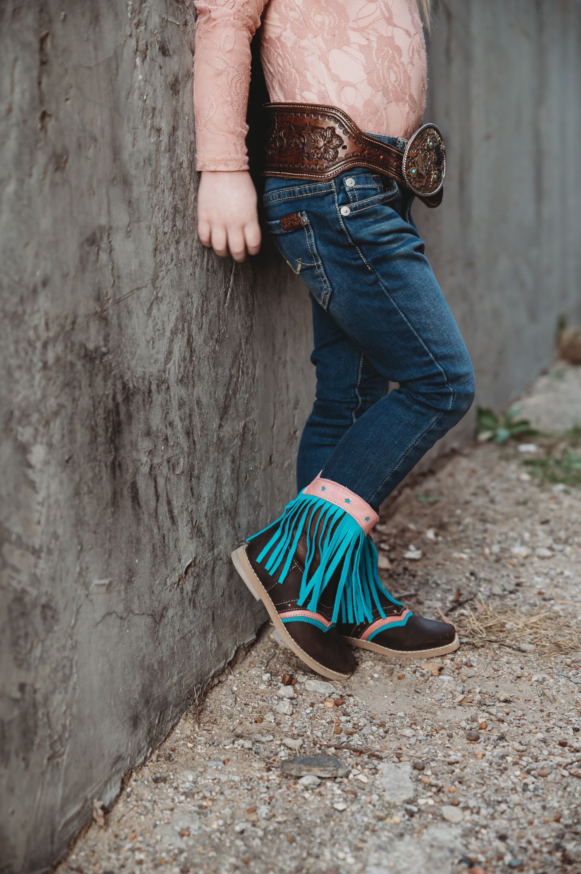 Lyddie Turquoise Fringe Toddler Boots