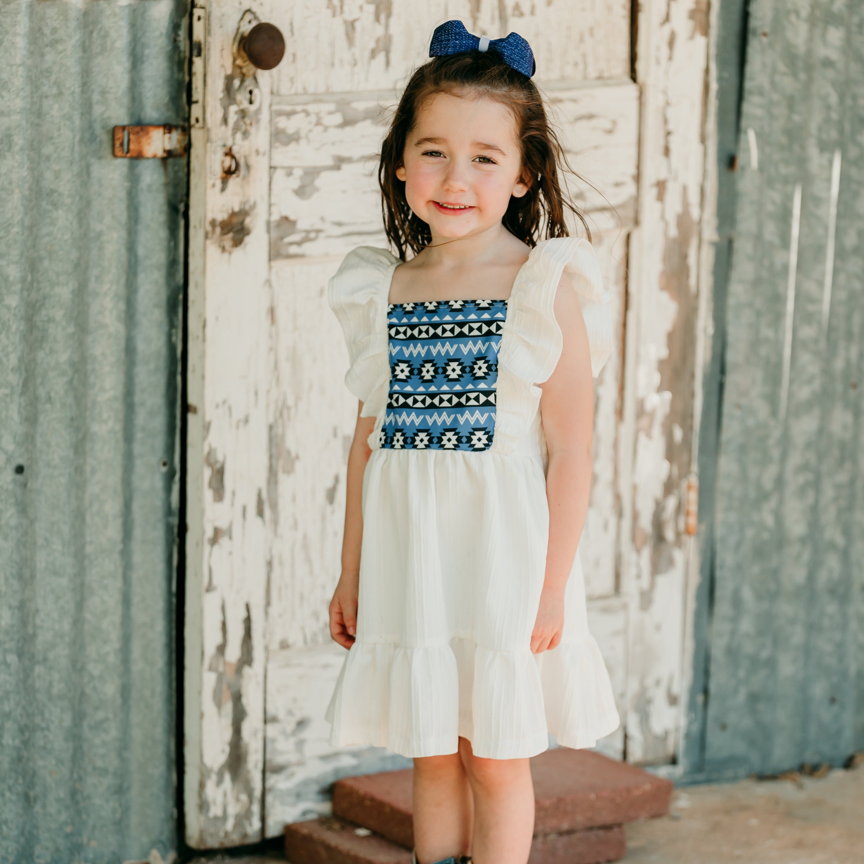 White Aztec Dress Toddler (2T-5T) – Shea Baby