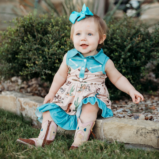 Out West Cowgirl Vintage Dress, (0-18M)