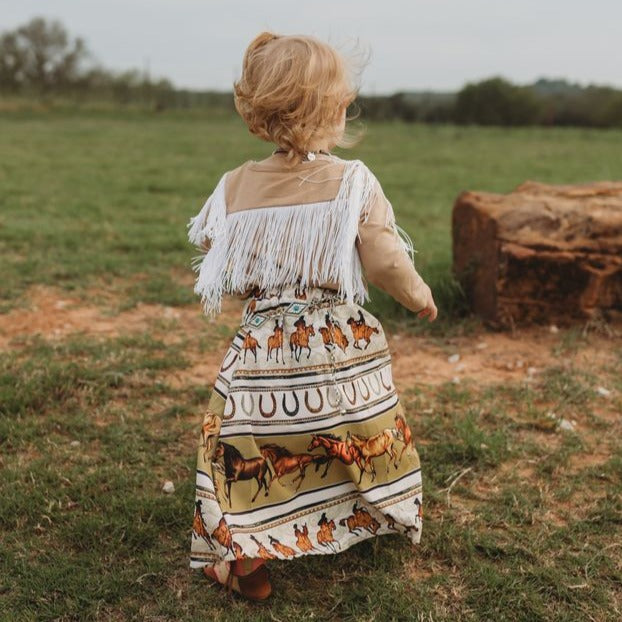 Gold Wild Horses Maxi Skirt Toddler 2T 5T