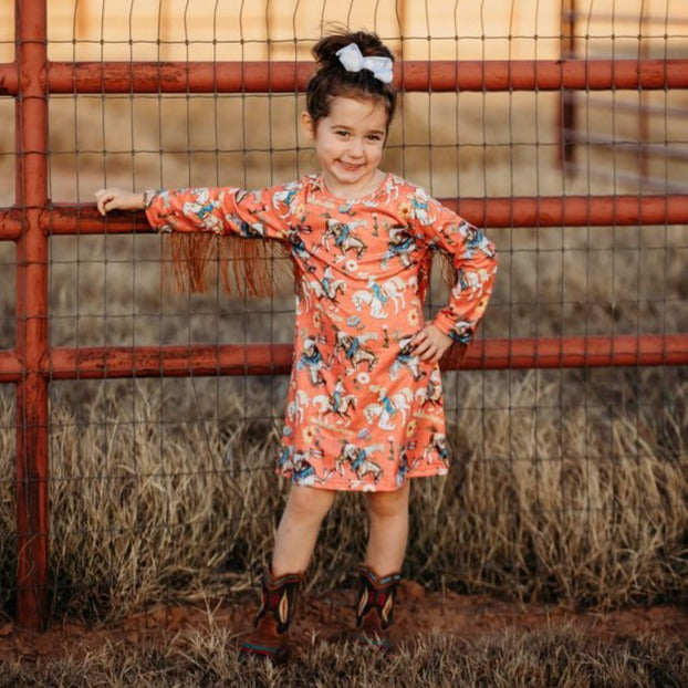 A Cowgirl Thing Long Sleeve Fringe Dress Toddler (2T-5T) 3T A Cowgirl Thing Long Sleeve Fringe Dress Toddler (2T-5T) 3T