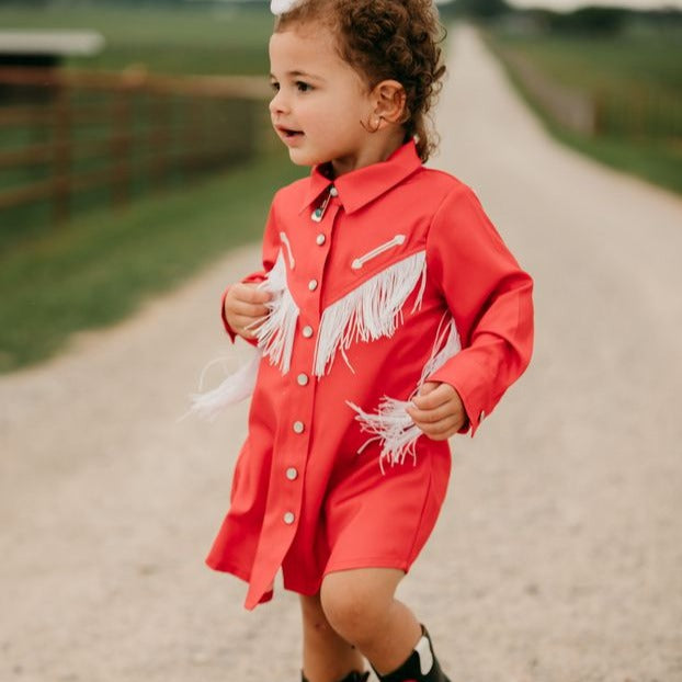 Red Cowgirl Vintage LS Dress (2T-5T) 2T Red Cowgirl Vintage LS Dress (2T-5T) 2T