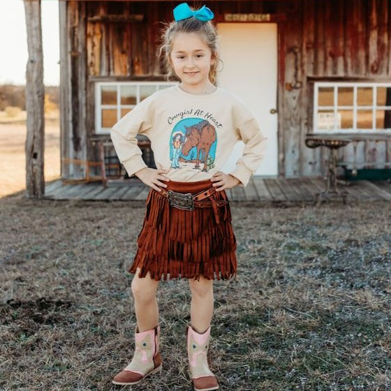 Brown Fringe Suede Skirt Toddler 2T 5T