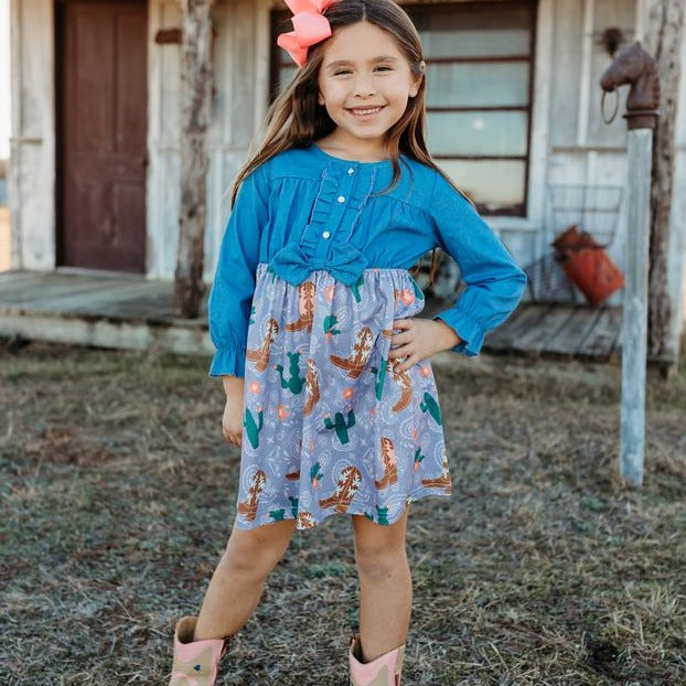 Cactus & Boot Denim Dress Toddler (2T-5T) 5T