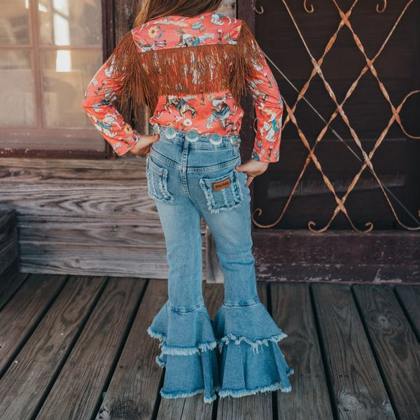 BELPER RUFFLE DENIM PANTS