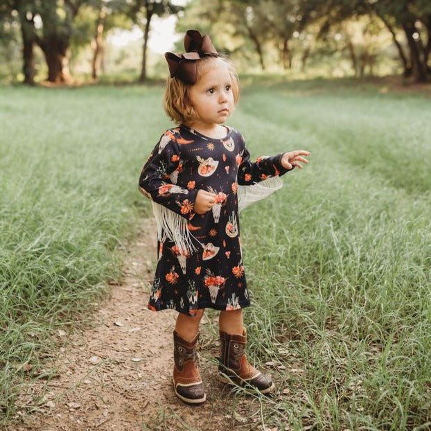 Black floral toddler dress online