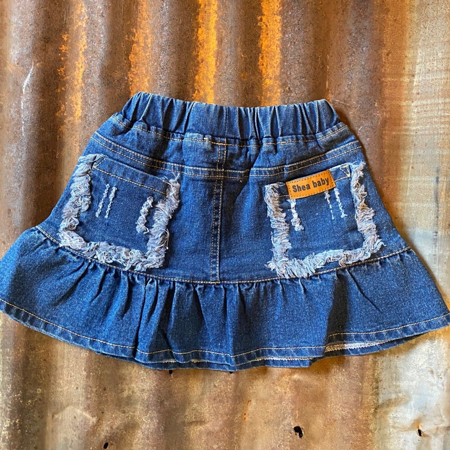 Buy FEM FASHION 100% Organic Cotton Baby Girl's Frill Solid Denim Skirt  with Belt Blue at Amazon.in