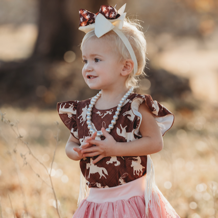 Brown Cowgirl w/t Fringe Top- Onesie Baby (0-18M) – Shea Baby